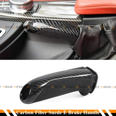FOR BMW E90 E92 F30 F32 F80 F82 REAL CARBON FIBER SUEDE E BRAKE HANDLE HANDBRAKE - Image 1 of 4