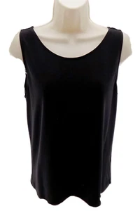 DKNY ärmellose Bluse mit U-Boot-Ausschnitt Damen Gr. M atmungsaktiv tiefschwarz leicht - Bild 1 von 8