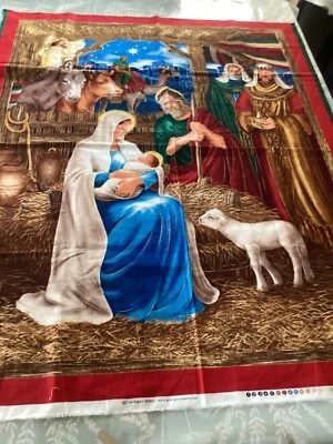 Rejoice NATIVITY by Quilting Treasures Christmas Panels  Fabric 32”  by WOF - Image 1 of 4