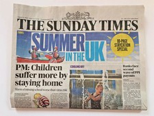 *UK SUNDAY TIMES NEWSPAPER 9/8/2000 - PANDEMIC VIRUS / LOCKDOWN ERA*