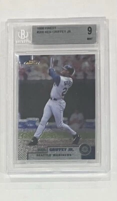 1999 Topps Finest Ken Griffey Jr Card 200 Beckett 9 Graded - Image 1 of 2