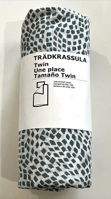 Nuevo juego de cama funda nórdica doble Ikea TRADKRASSULA + funda de almohada blanco azul Foto 1 de 4