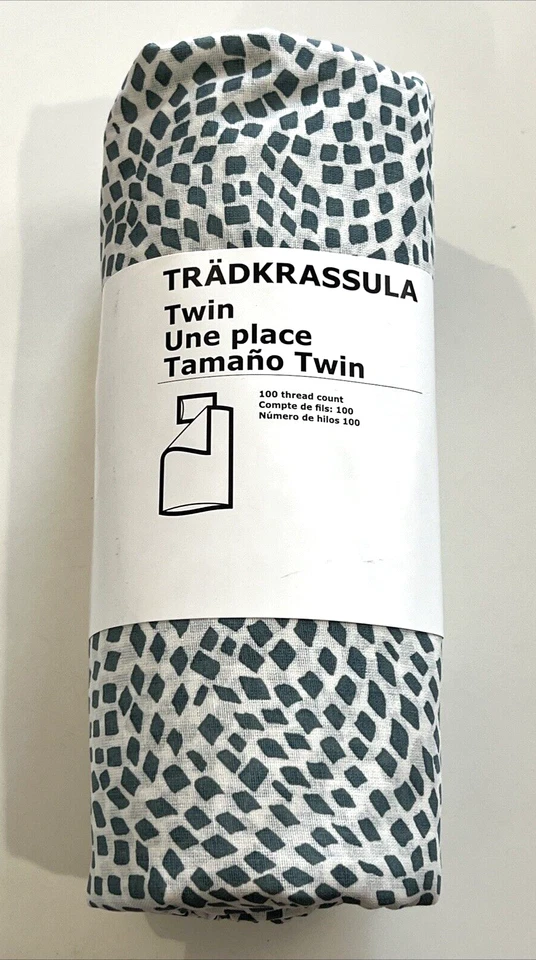 Nuevo juego de cama funda nórdica doble Ikea TRADKRASSULA + funda de almohada blanco azul Foto 1 de 4