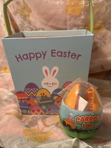 HAPPY EASTER HEAVY CARDBOARD GIFT BOX/ BASKET FOR KIDS WITH CARROT EGG - Picture 1 of 7