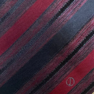Corbata gris borgoña negra a rayas con logotipo de seda DUNHILL Foto 1 de 4