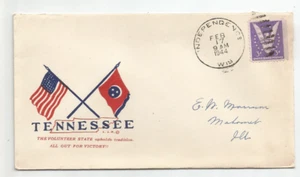 1944 patriotic cover WWII Tennessee Volunteer State All Out For Victory flags - Picture 1 of 2