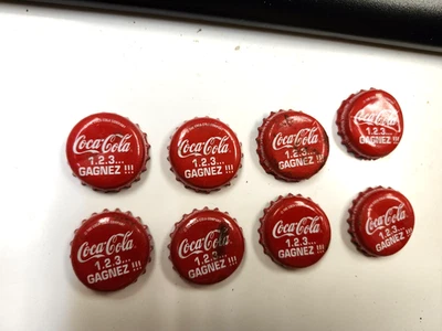 Lote de 8 Coca Cola "1.2.3... Gagnez!!!" Tapas para botellas de Dakar Senegal Foto 1 de 3
