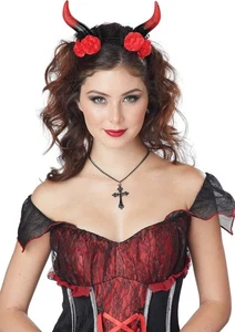Halloween Kostüme Damen Rose Zauberin Hörner, Cosplay Teufel Hörner Stirnband - Bild 1 von 5