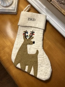 Pottery Barn Kids West Elm Kids Reindeer Wool Felt Stocking Mono “Dad” OB - Picture 1 of 5