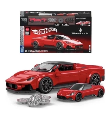 Maserati MC20 Mattel Brick Shop Hot Wheels Building Toy Kit 250 Pieces Car Auto - Image 1 of 4