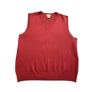 VTG 90s LL Bean Sweater Vest Mens XL Burgundy Red 100% Cashmere V-Neck Grandpa - Picture 1 of 9
