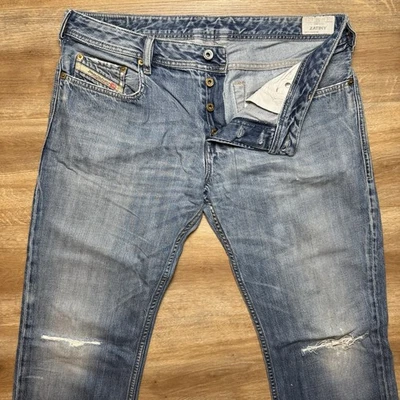 Jeans Diesel Hombres 36x34 Azul Zatiny Bootcut Denim Rasgado Algodón Rasgado 008XR Foto 1 de 4
