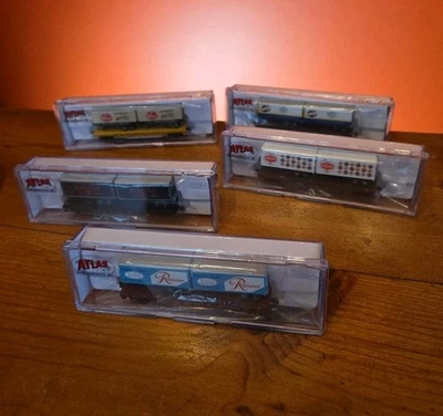 5 Atlas Trainman N Scale 50' Piggyback Flatcars W/two 24' Beer Trailers  New - Image 1 of 4