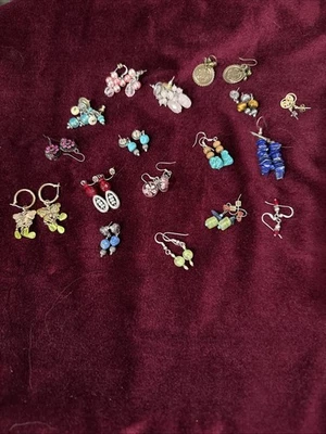 Lote de Pendientes Perforados Cuelgan Declaración Estilos Mixtos Piedras Bisutería 17pr Foto 1 de 4