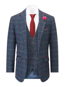 SKOPES Mens Big Size Tal Doyle Aqua/Wine Check Jacket  in 54R - Picture 1 of 13