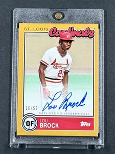 Tarjeta de oro Lou Brock 2020 Topps Brooklyn Collection automática #/50 Cardinals - Imagen 1 de 2