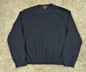 Bloomingdales 100% Cashmere Sweater Men's XL Navy Blue Crew Neck - Picture 1 of 5