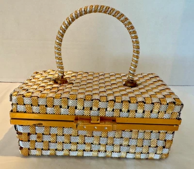 Vintage Delill silver and gold 1960s metal woven box handbag Made in Italy - Image 1 of 4