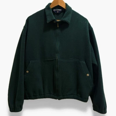 Vintage 90s Polo Sport Ralph Lauren Fleece Jacket Medium Forest Green USA MADE - Image 1 of 4