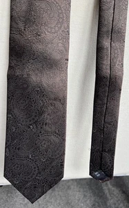 Herrenkrawatte 100 % Seide braun Paisley geometrisch elegant formell Veranstaltung 3,25" breit - Bild 1 von 2