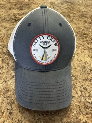 Salty Crew White Chasing Tail Sink Swim Find Refugee In The Sea Snap Back Hat - Image 1 of 4