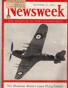 Newsweek 1941, October 13, NEW HURRICANE: Britain's Latest Flying Cannon, WWII - Picture 1 of 1