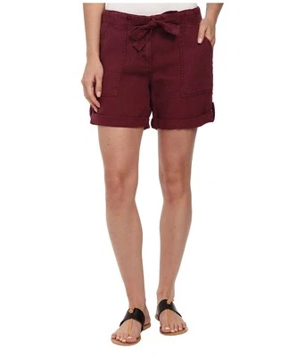 SANCTUARY Drawstring Sash Linen Shorts Pants Indian Earth Red Burgundy 24 $99 - Image 1 of 3