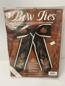 JCA Bow Tie Cross Stitch Haunted House Halloween Door Decor 08126 NEW - Picture 1 of 2