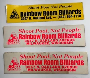 Vintage Bumper Stickers Lot Of 3 Shoot Pool Not People Milwaukee Wi 1970’s - Picture 1 of 2