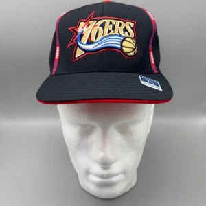 Vintage Philadelphia 76ers Hat Cap Mens 7 1/8 Fitted Black Reebok 100% Wool - Picture 1 of 10