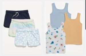 Old Navy Girls Dolphin Hem Cheer Shorts & Tank Tops Flowers Solids L 10-12 - Picture 1 of 1
