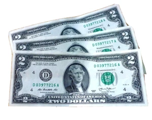 3 Consecutive Serial Number 2 Two Dollar Bills Circulated 2017 - Picture 1 of 6