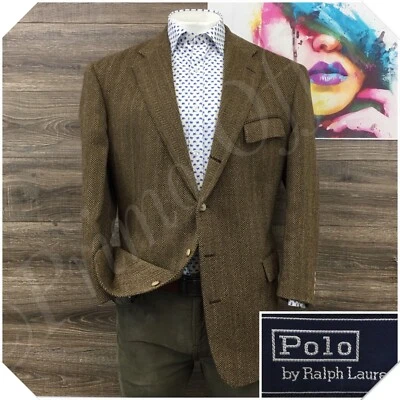 Jaqueta polo masculina vintage Ralph Lauren blazer esporte casaco casual tamanho 46L ALPACA - Imagem 1 de 4