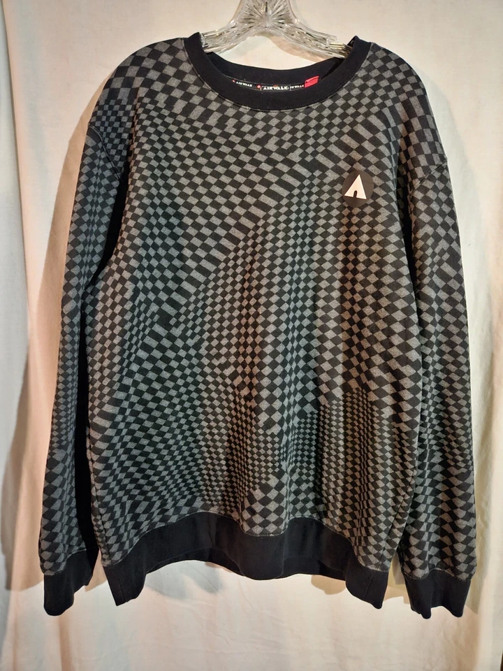 Sudadera Vintage Airwalk Negra Y Gris A Cuadros Talla 2XL Foto 1 de 4