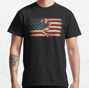 American Pin Up Girl Classic T-Shirt - Picture 1 of 4