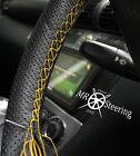 PERFORATED LEATHER STEERING WHEEL COVER FOR 98+MERCEDES ML W163 YELLOW DOUBLE ST