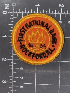 Parche Vintage First National Bank Rockford Illinois 1854 Primer Emblema IL. IL Sin Gran Caja - Imagen 1 de 8