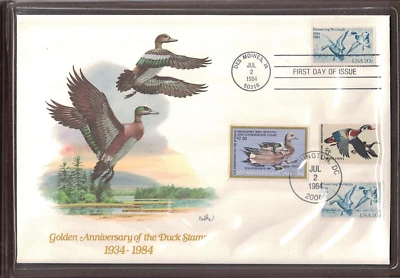1984 Duck Stamp, Golden Anniversary Issue, First Day Cover in Faux Leather Case~ - Image 1 of 3
