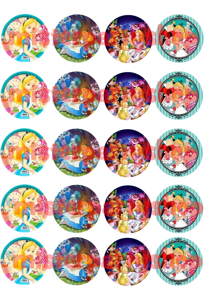 Cialda - Ostia per Cupcakes Alice nel paese delle merav. - 20 Dischetti da 5 cm.