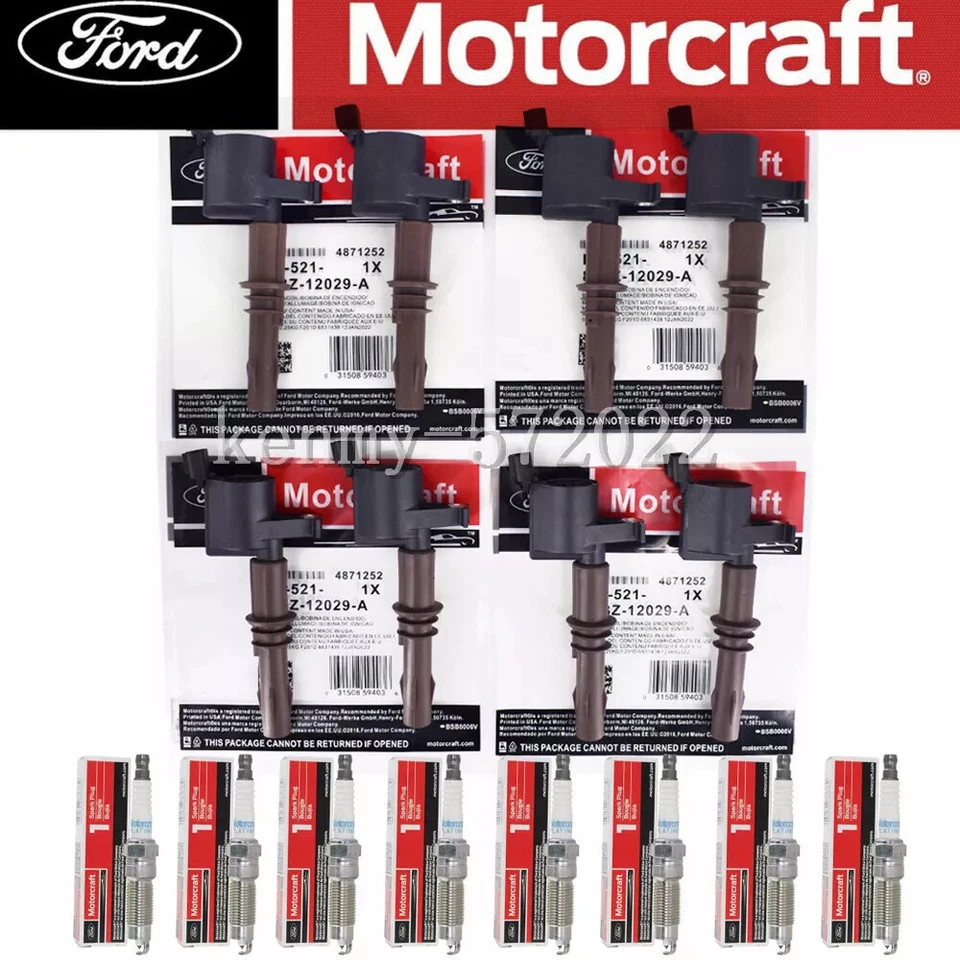 OEM Motorcraft 8 Ignition coil DG521 & Spark Plug SP509 For Ford F150 4.6 5.4L. - Image 1 of 4