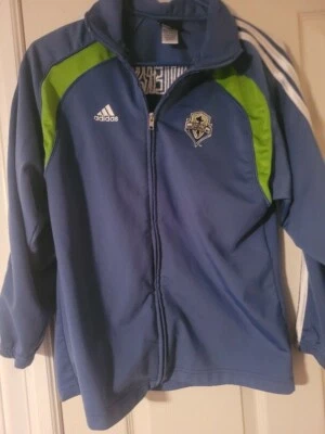 Mujer Seattle Sounders Fútbol Adidas Azul Verde Cremallera Completa Chaqueta Mujer Mediana Foto 1 de 4