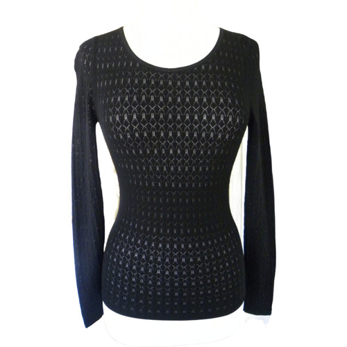 Top MICHAEL KORS nero elasticizzato a punta manica lunga taglia small stile anni 90 y2k