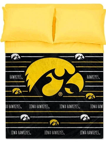 Iowa Hawkeyes NCAA 60" x 80" Logo Stripe Flannel Blanket-W27016607478 Cover