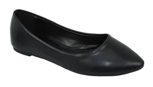 Soda Mujeres Informal Zapatos Planos Básicos Puntiagudos Gel Plantilla Negro Cuero PU Sintético REDBUD - Imagen 1 de 1