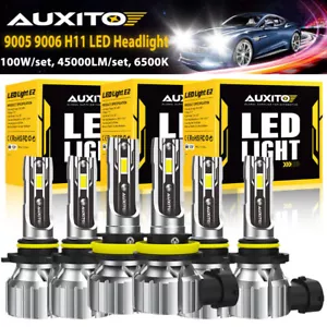 6X 9005 9006 H11 LED Headlight Kit High Low Beam Bulb Bright 6500K White 45000LM - Picture 1 of 17