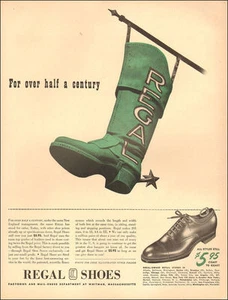 1941 WW2 era AD REGAL Shoes Made in New England Hanging Green Boot Sign 061417 - Picture 1 of 1