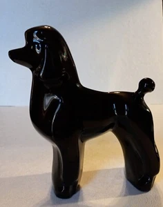Baccarat Crystal Black Glass Poodle Dog Figurine, Acid Etched 5.25" Tall, France - Picture 1 of 8