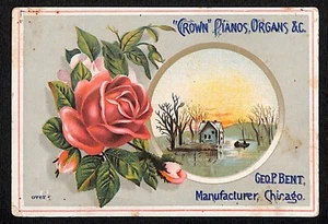 Isch & Codlin Chenoa, IL Schmuck Uhren Victorian Trade Card Crown Klaviere - Bild 1 von 2