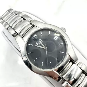 ESQ 300670 Unisex Stainless Steel Analog Gray Dial Date Quartz - NEW BATTERY - Picture 1 of 14