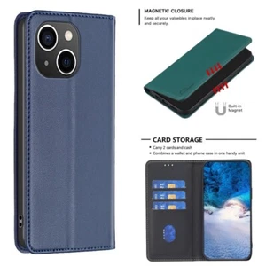 Funda tipo billetera magnética de cuero a prueba de golpes para iPhone 15 14 Pro Max 13 12 11 - Imagen 1 de 15